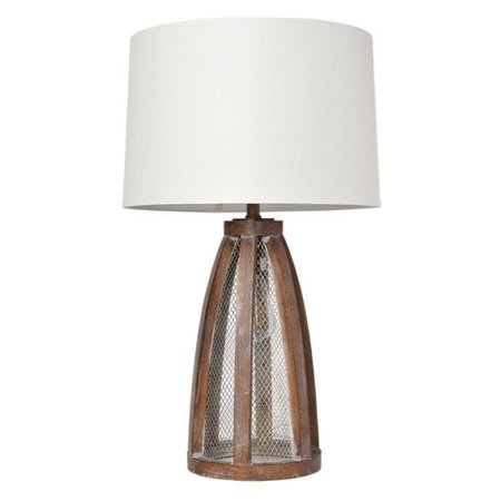 ALL THE RAGES All the Rages LT3309-OWD Vintage Farmhouse Wood & Netted 2 Light Table Lamp; Old Wood LT3309-OWD